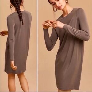 NWOT Aritzia Wilfred Metonymie Taupe Long Sleeve Dress Generous Size XXS